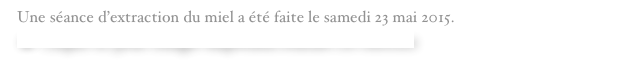 Une séance d’extraction du miel a été faite le samedi 23 mai 2015.
☛ Cliquer ici pour charger diaporama relatant cet exercice